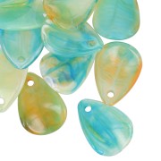 Sequins pétales de fleurs incurvés 17 mm en acrylique - Marbré vert - Bleu x15|raw }}
