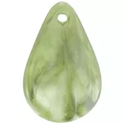 Sequins pétales de fleurs incurvés 24.5 mm en acrylique - Marbré olive - Blanc x6