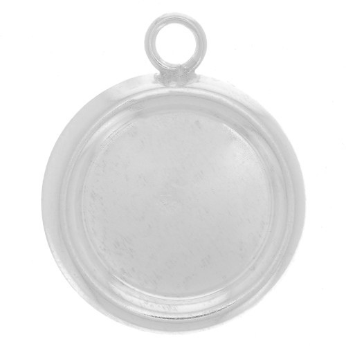 Serti pendentif rond à rebord pour cabochon fond plat 12 mm - Argent 925 x1