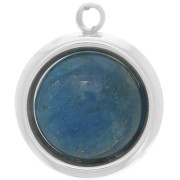 Serti pendentif rond à rebord pour cabochon fond plat 14 mm - Argent 925 x1