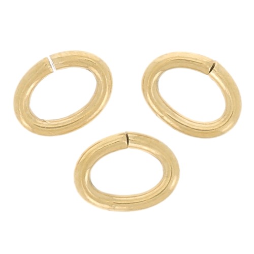 Anneaux ovales ouverts 4x3x0.7 mm - Acier inoxydable 316L Doré x10