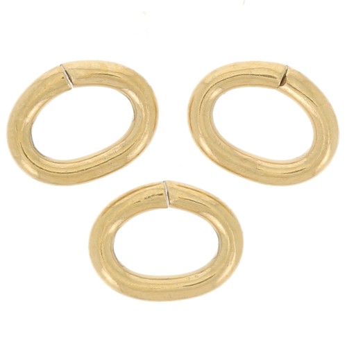 Anneaux ovales ouverts 5.8x4.5x1 mm - Acier inoxydable 316L Doré x10