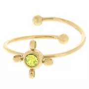 Bague réglable T54 à T58 avec 4 anneaux & cabochon 1088 3mm - Acier inox 304L Doré