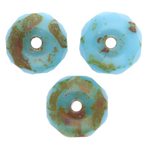 Donuts 7x4 mm Opaque Turquoise Travertin x25