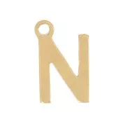 Breloque lettre alphabet 7 mm - N - Acier inoxydable 304 Doré x1