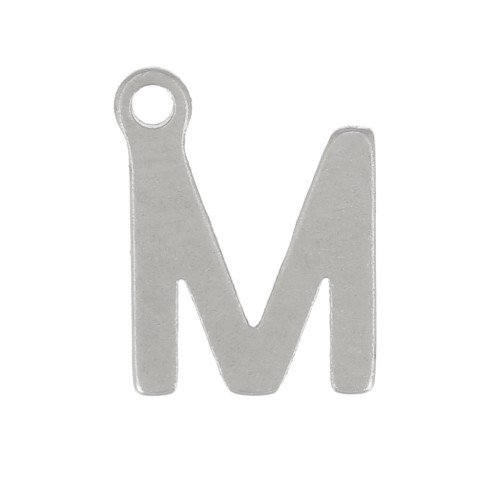 Breloque lettre alphabet 7 mm - M - Acier inoxydable 304 x1