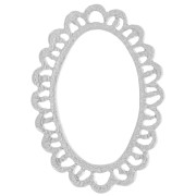 Pendentif chandelier ovale 41x29 mm effet dentelle - Argenté x1