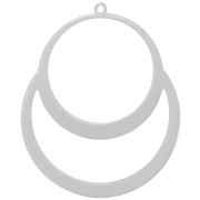Pendentif double cercle design 49x40 mm - Rhodié x1