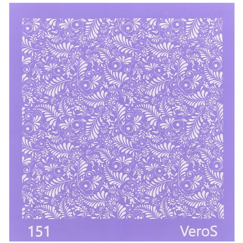 Silk Screen VeroS pour pâte polymère 90x90 mm - Motif arabesque & feuille n°151 x1
