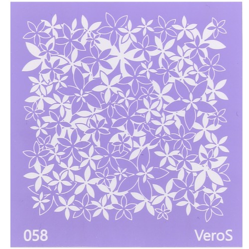 Silk Screen VeroS pour pâte polymère 90x90 mm - Motif fleurs Gentiane n°058 x1