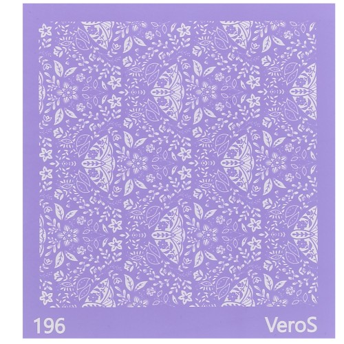 Silk Screen VeroS pour pâte polymère 90x90 mm - Motif papillons et fleurs n°196 x1