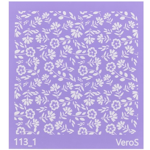 Silk Screen VeroS pour pâte polymère 90x90 mm - Motif floral 2 n°113_1 x1