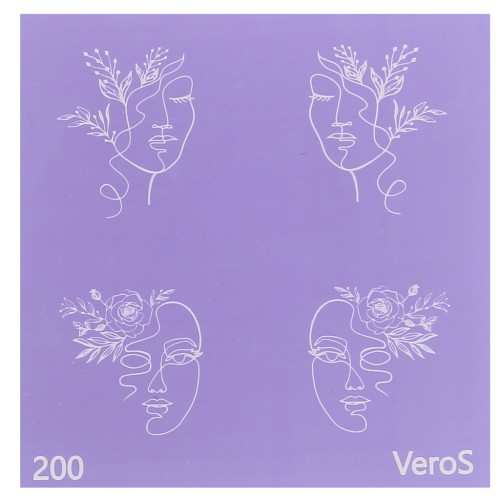 Silk Screen VeroS pour pâte polymère 80x80 mm - Motif visages femmes n°200 x1