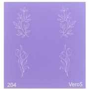 Silk Screen VeroS pour pâte polymère 80x80 mm - Motif feuilles et fleurs n°204 x1