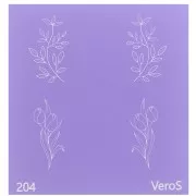 Silk Screen VeroS pour pâte polymère 80x80 mm - Motif feuilles et fleurs n°204 x1
