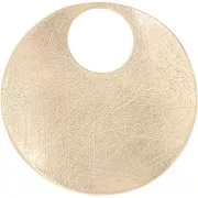 Pendentif rond irrégulier strié 45 mm - Doré satiné x1