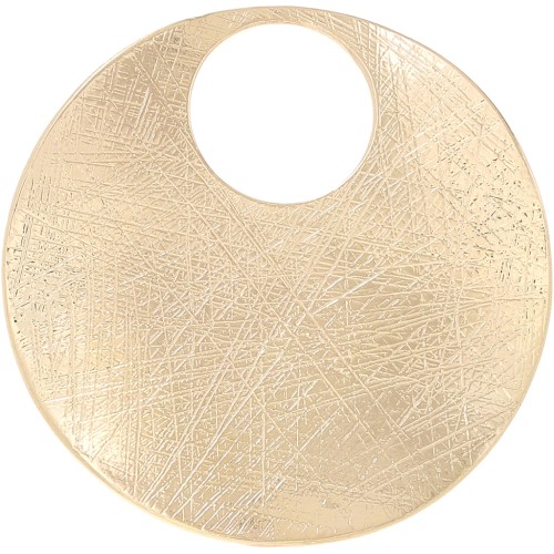 Pendentif rond irrégulier strié 45 mm - Doré x1