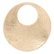 Pendentif rond irrégulier strié 24 mm - Doré x1