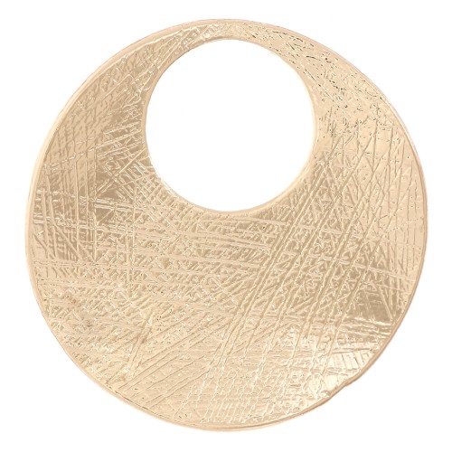 Pendentif rond irrégulier strié 24 mm - Doré x1