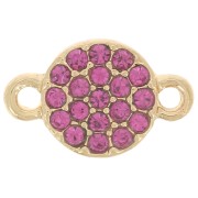 Intercalaire rond 7 mm avec strass - Doré - Fuchsia x1