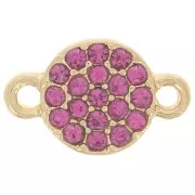 Intercalaire rond 7 mm avec strass - Doré - Fuchsia x1