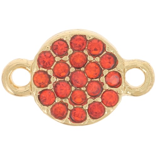 Intercalaire rond 7 mm avec strass - Doré - Orange x1
