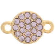Intercalaire rond 7 mm avec strass - Doré - Lilas x1