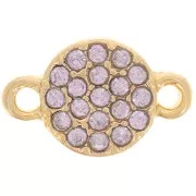 Intercalaire rond 7 mm avec strass - Doré - Lilas x1