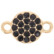 Intercalaire rond 7 mm avec strass - Doré - Noir x1