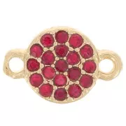Intercalaire rond 7 mm avec strass - Doré - Rouge x1
