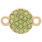 Intercalaire rond 7 mm avec strass - Doré - Vert clair x1