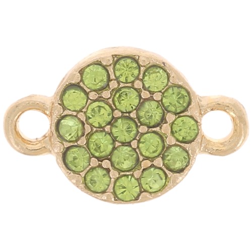 Intercalaire rond 7 mm avec strass - Doré - Vert clair x1