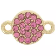 Intercalaire rond 7 mm avec strass - Doré - Rose x1