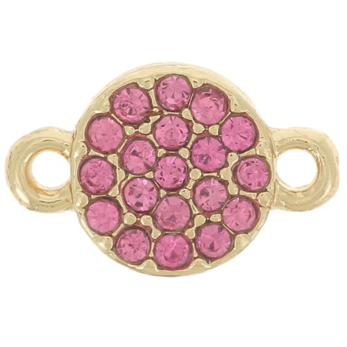 Intercalaire rond 7 mm avec strass - Doré - Rose x1