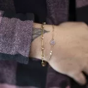 Intercalaire rond 7 mm avec strass - Doré - Cognac x1