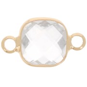 Intercalaire carré 15x9 mm en verre facetté - Doré - Transparent x1|raw }}