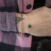 Intercalaire carré 15x9 mm en verre facetté - Doré - Bleu royal x1