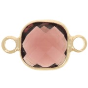 Intercalaire carré 15x9 mm en verre facetté - Doré - Bordeaux x1