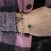 Intercalaire carré 15x9 mm en verre facetté - Doré - Bordeaux x1