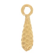 Breloque goutte martelée 11x3 mm avec anneau ouvert - Doré à l'or fin x1