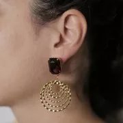 Clous d'oreilles rectangles sertis PureCrystal 4627 18x13 mm - Doré x2