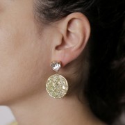 Clous d'oreilles coeur serti PureCrystal 11x10 mm - Doré x2