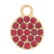 Breloque ronde 7 mm avec strass - Doré - Rouge x1|raw }}