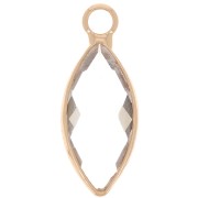 Breloque navette 19x8 mm en verre facetté - Doré - Transparent x1