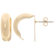Clous d'oreilles bombés - créoles à plier 17x6 mm - Doré x2|raw }}