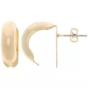Clous d'oreilles bombés - créoles à plier 17x6 mm - Doré x2