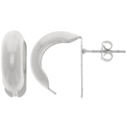 Clous d'oreilles bombés - créoles à plier 17x6 mm - Rhodié x2|raw }}