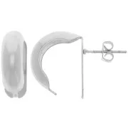 Clous d'oreilles bombés - créoles à plier 17x6 mm - Rhodié x2