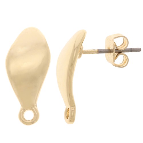 Clous d'oreilles gouttes irrégulières 16x7 mm avec anneau fermé - Doré x2