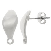Clous d'oreilles gouttes irrégulières 16x7 mm avec anneau fermé - Argenté x2|raw }}